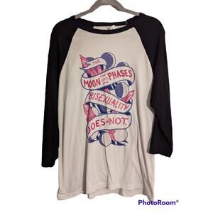 LookHUMAN The Moon Has Phases Bisexuality Does Not Long Sleeve Baseball Tee L